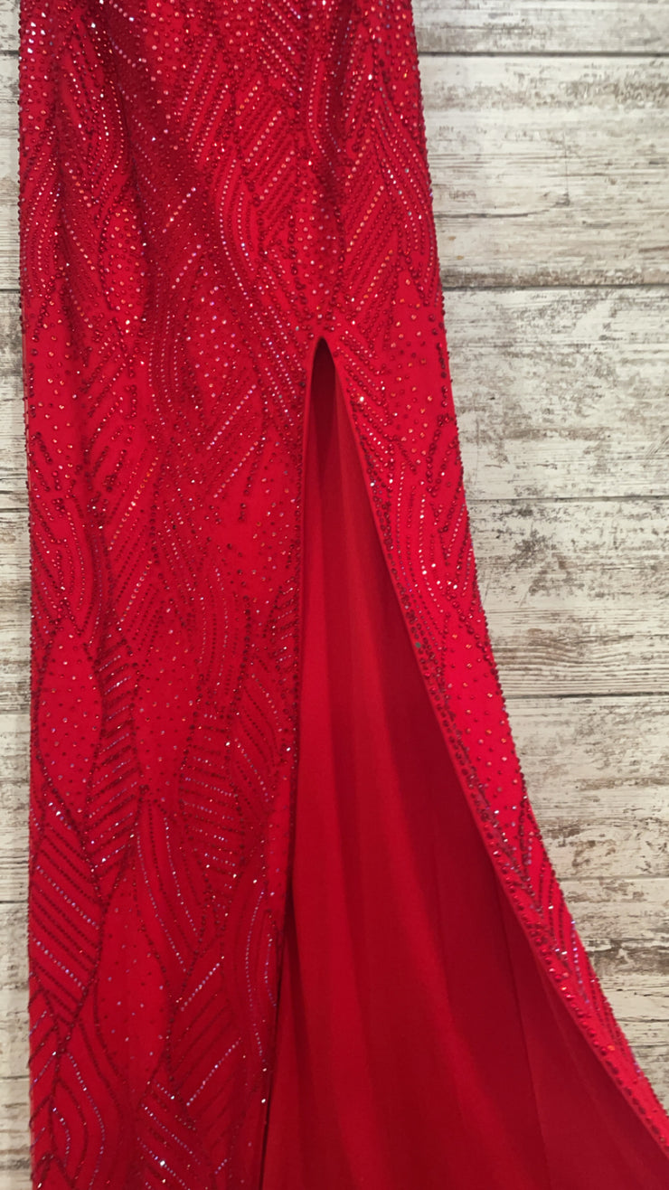 RED SPARKLY LONG EVENING GOWN