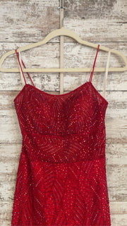 RED SPARKLY LONG EVENING GOWN