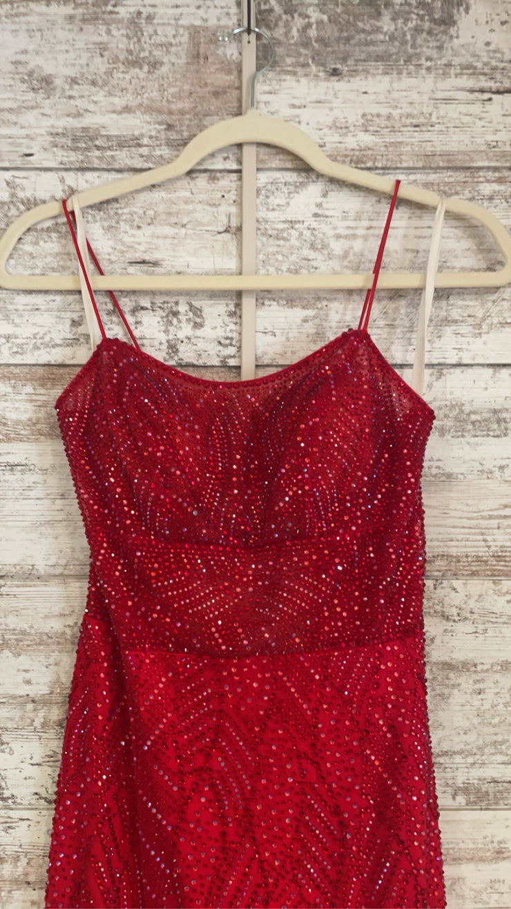 RED SPARKLY LONG EVENING GOWN