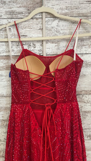 RED SPARKLY LONG EVENING GOWN