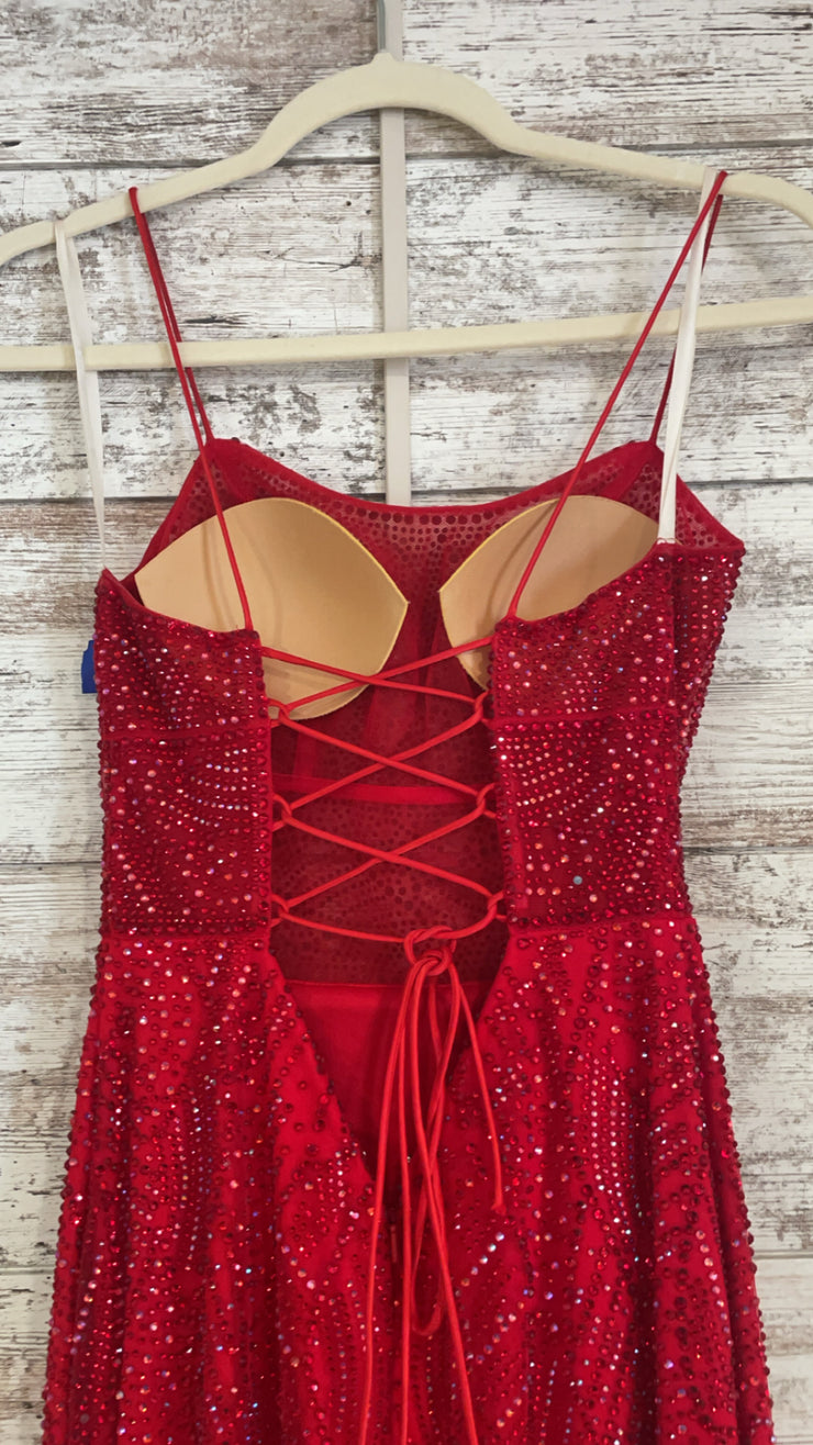 RED SPARKLY LONG EVENING GOWN