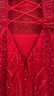 RED SPARKLY LONG EVENING GOWN