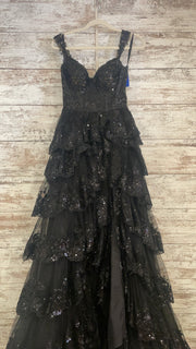 BLACK LAYERED A LINE GOWN $950