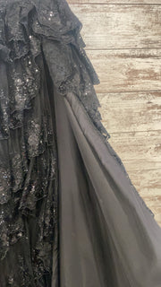 BLACK LAYERED A LINE GOWN $950