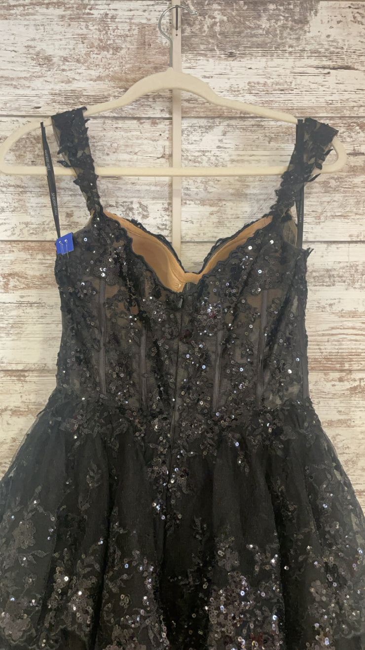 BLACK LAYERED A LINE GOWN $950