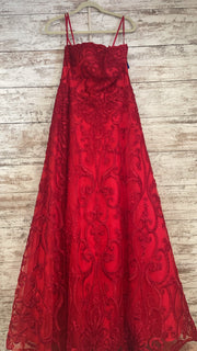 RED/FLORAL A LINE GOWN
