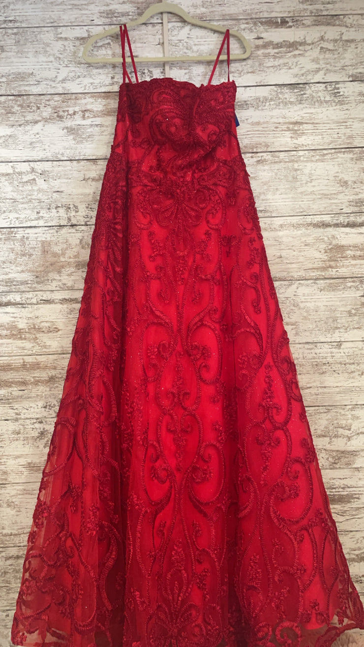 RED/FLORAL A LINE GOWN
