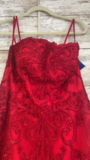 RED/FLORAL A LINE GOWN