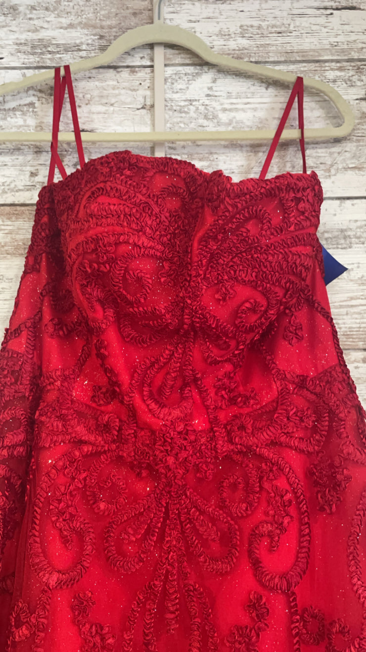 RED/FLORAL A LINE GOWN