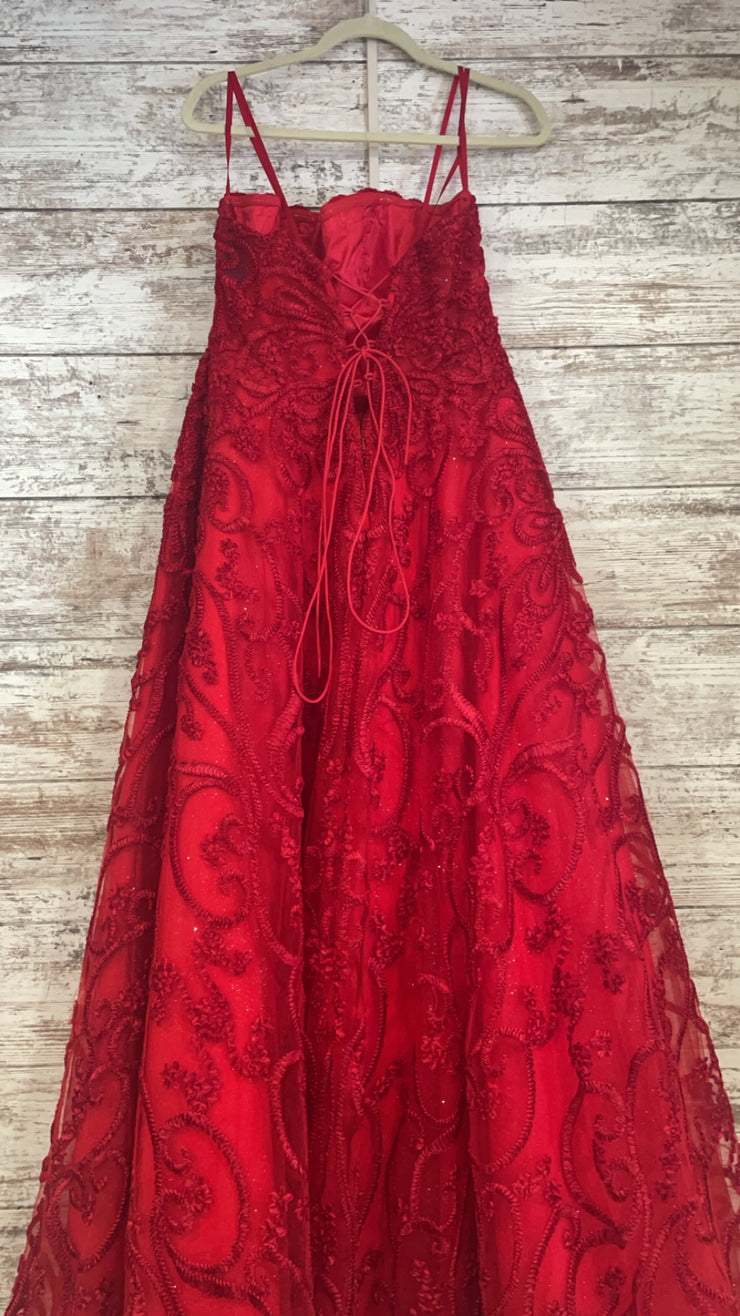 RED/FLORAL A LINE GOWN