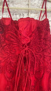 RED/FLORAL A LINE GOWN