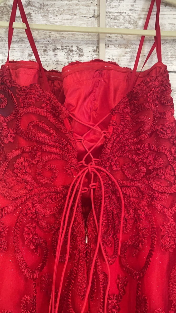 RED/FLORAL A LINE GOWN