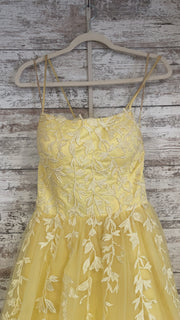 YELLOW/FLORAL A LINE GOWN