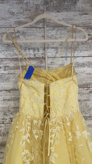 YELLOW/FLORAL A LINE GOWN