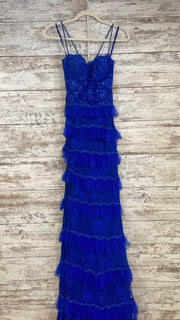 ROYAL BLUE TIERED LONG DRESS