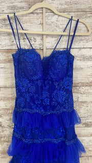 ROYAL BLUE TIERED LONG DRESS