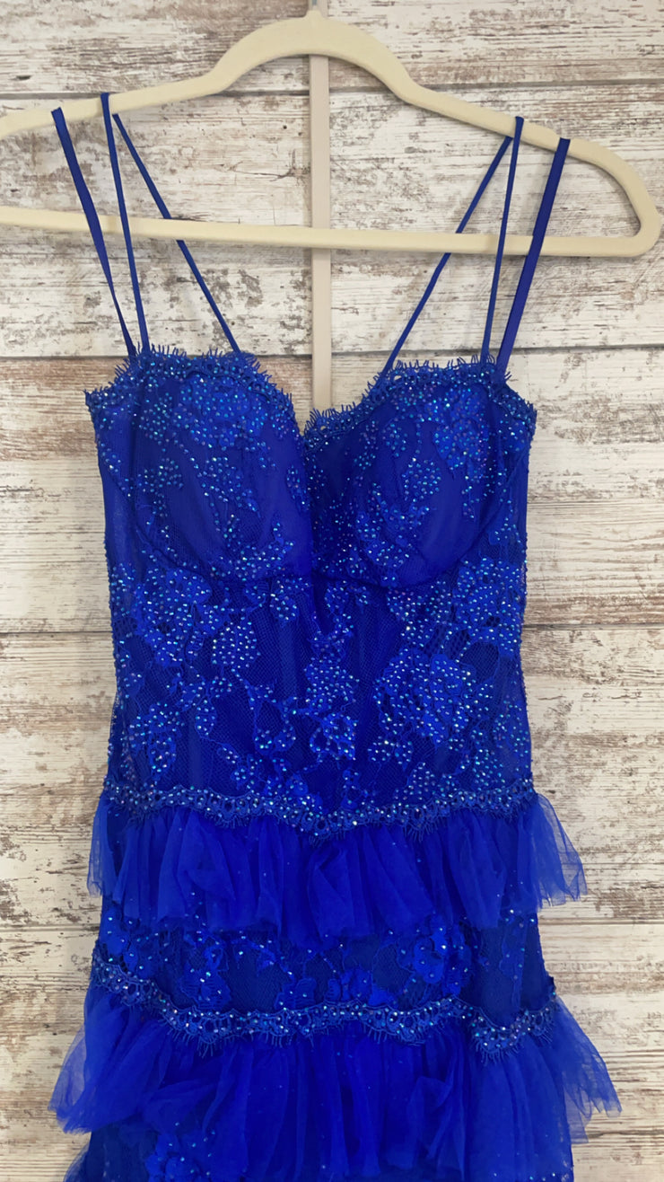ROYAL BLUE TIERED LONG DRESS