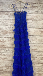 ROYAL BLUE TIERED LONG DRESS