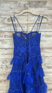 ROYAL BLUE TIERED LONG DRESS