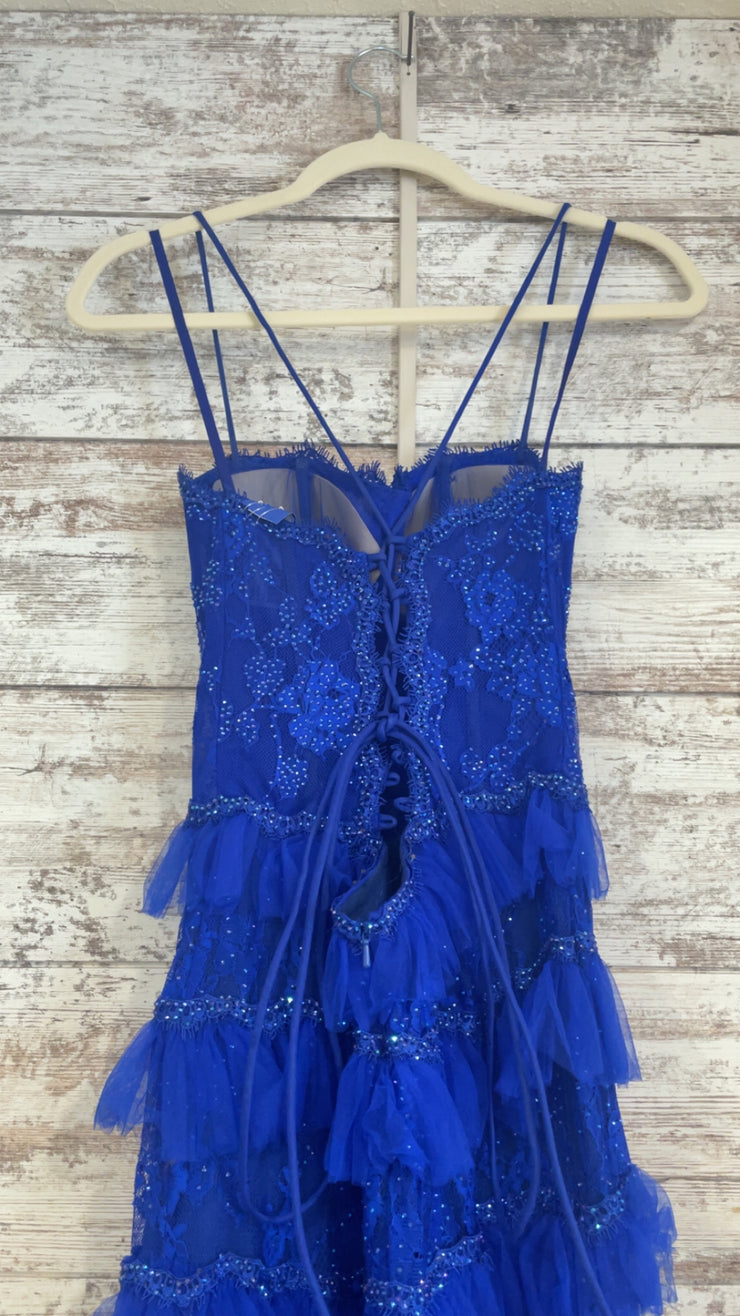 ROYAL BLUE TIERED LONG DRESS