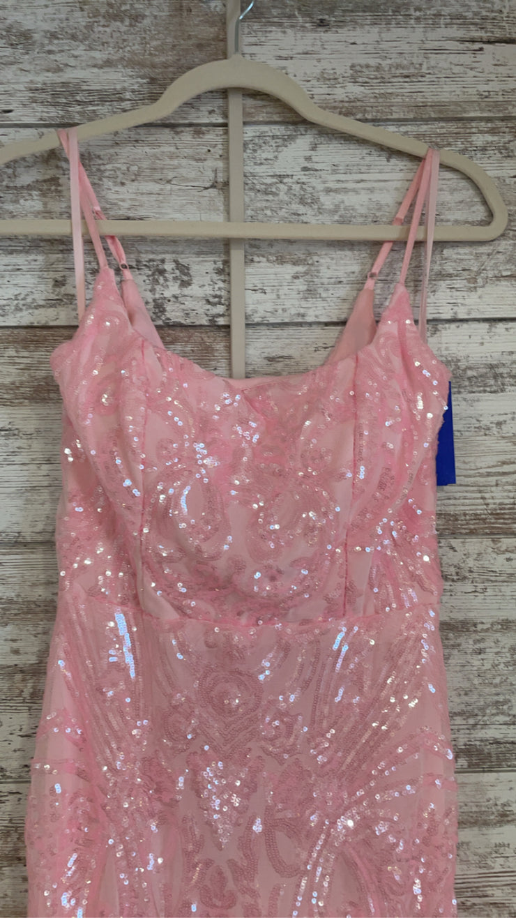 PINK SPARKLY LONG EVENING GOWN