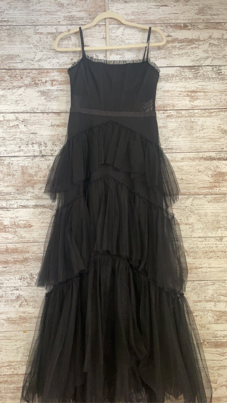 BLACK TIERED A LINE GOWN