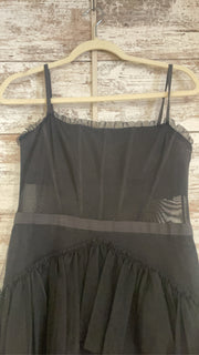 BLACK TIERED A LINE GOWN