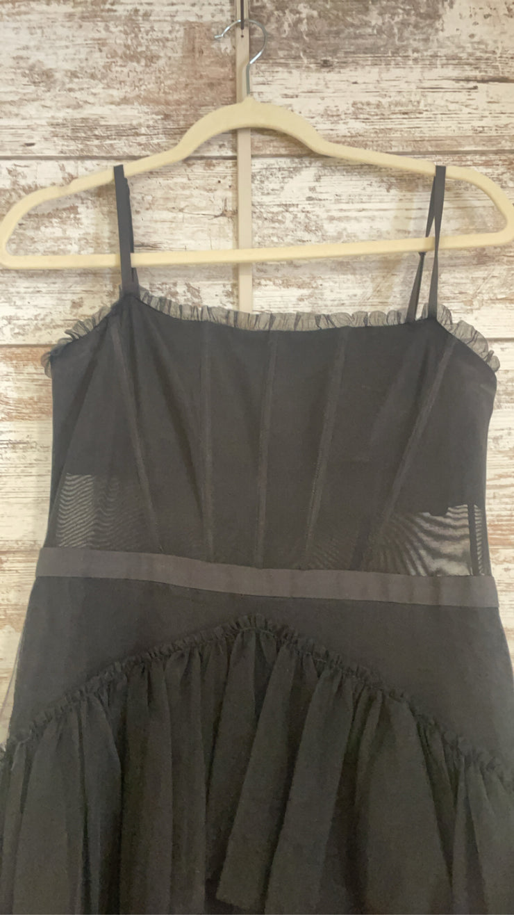 BLACK TIERED A LINE GOWN