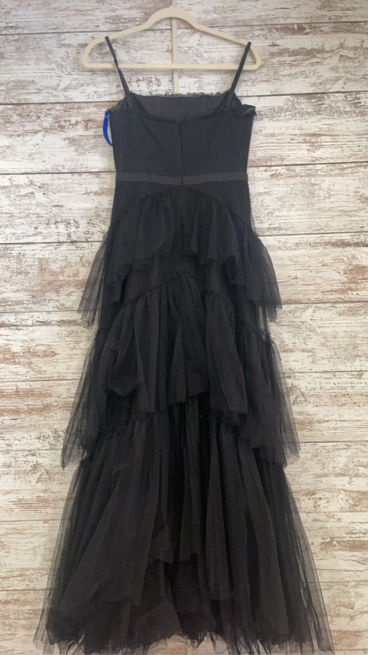 BLACK TIERED A LINE GOWN