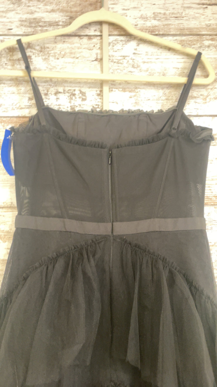 BLACK TIERED A LINE GOWN
