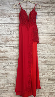 RED/FLORAL LONG EVENING GOWN
