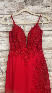 RED/FLORAL LONG EVENING GOWN
