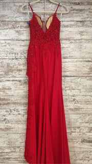 RED/FLORAL LONG EVENING GOWN