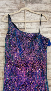 PURPLE/BLACK SPARKLY LONG DRES