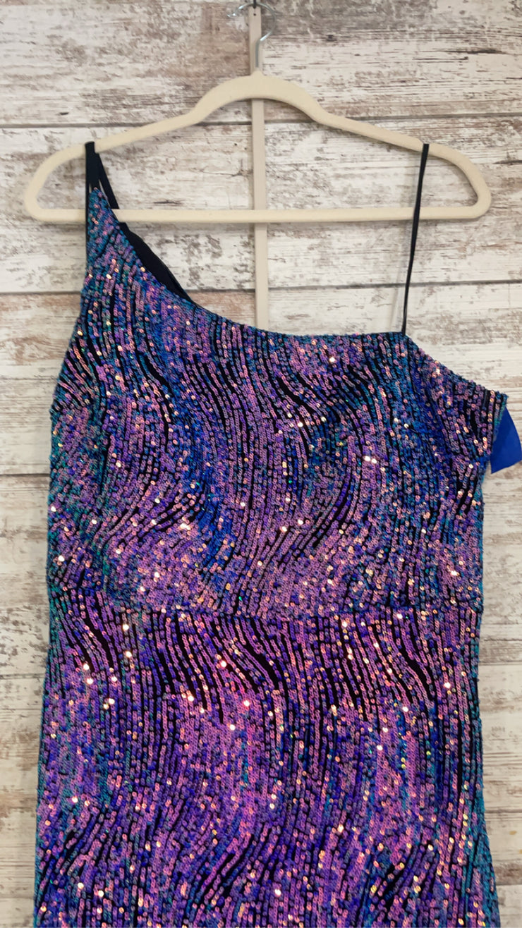 PURPLE/BLACK SPARKLY LONG DRES