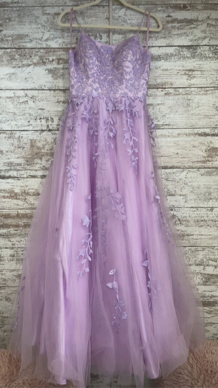 LAVENDER/FLORAL A LINE GOWN