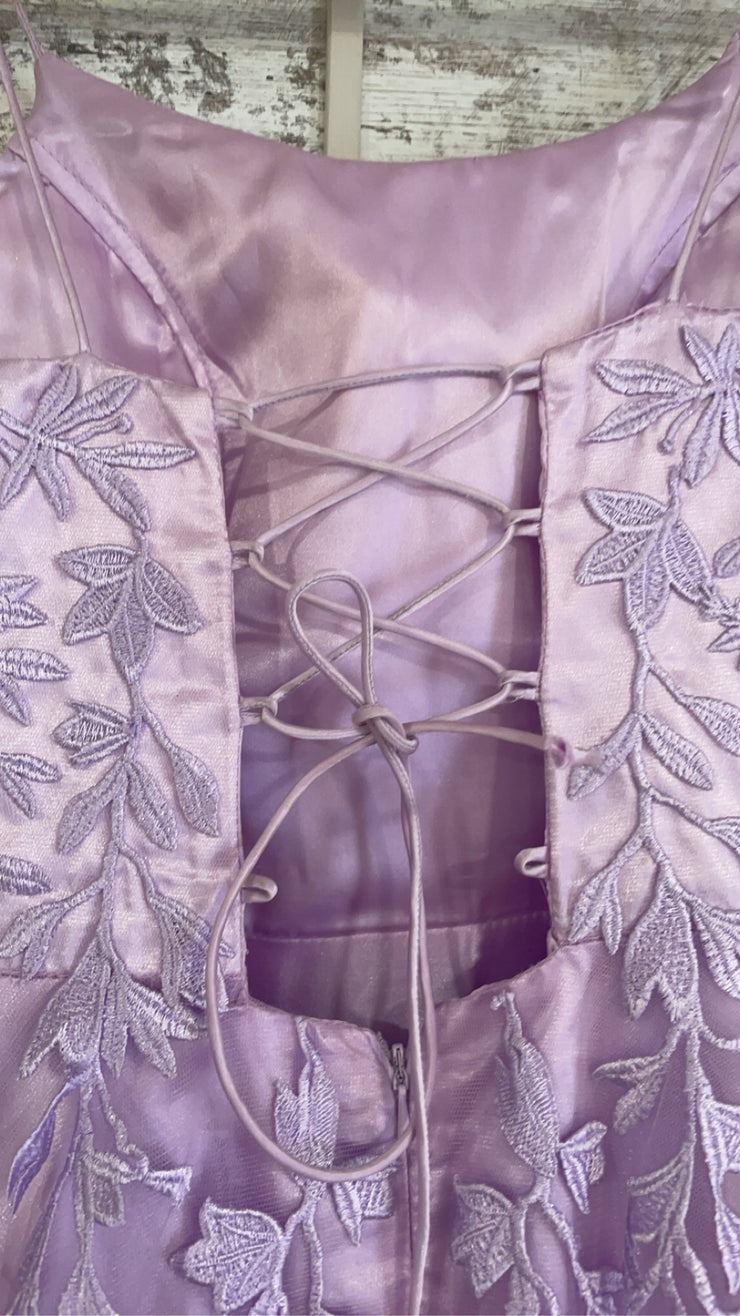 LAVENDER/FLORAL A LINE GOWN