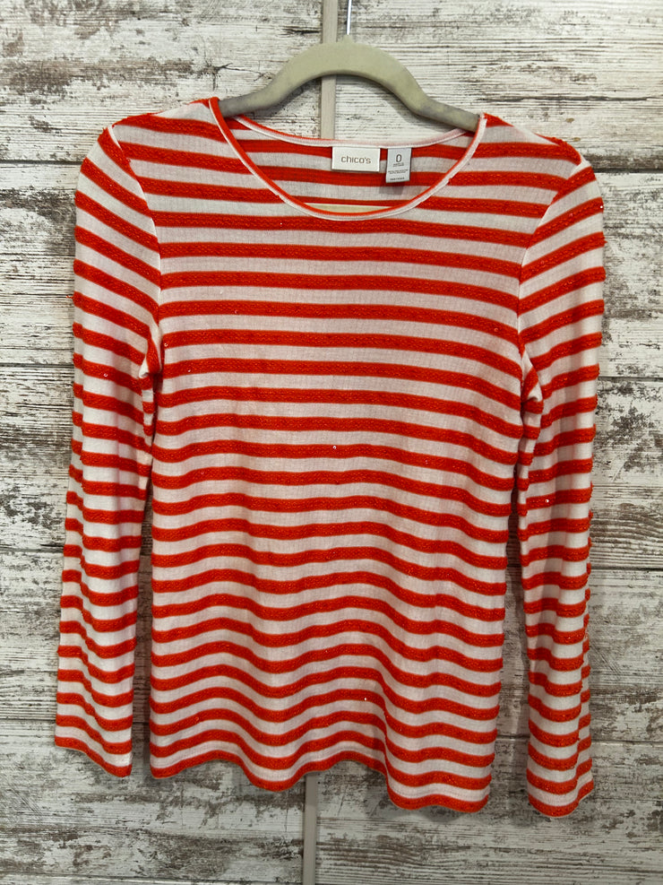 ORANGE/WHITE SPARKLY TOP $89