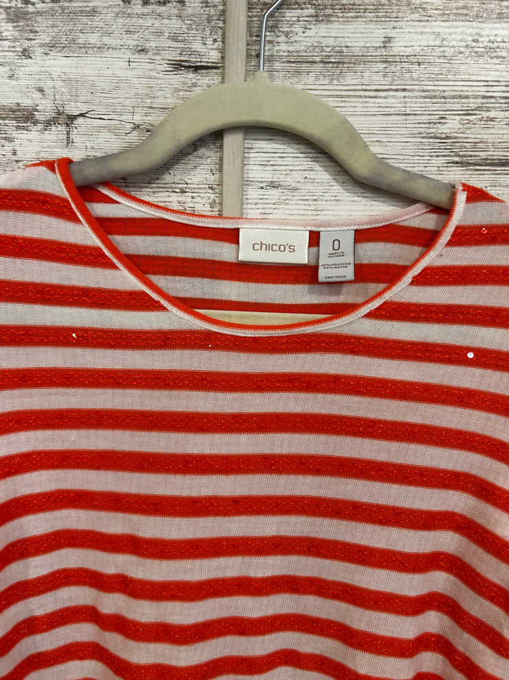 ORANGE/WHITE SPARKLY TOP $89