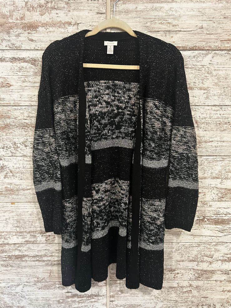 BLACK/GRAY LONG CARDIGAN $129