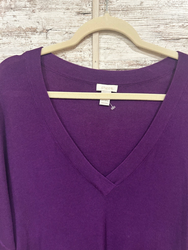 PURPLE V NECK SWEATER $109
