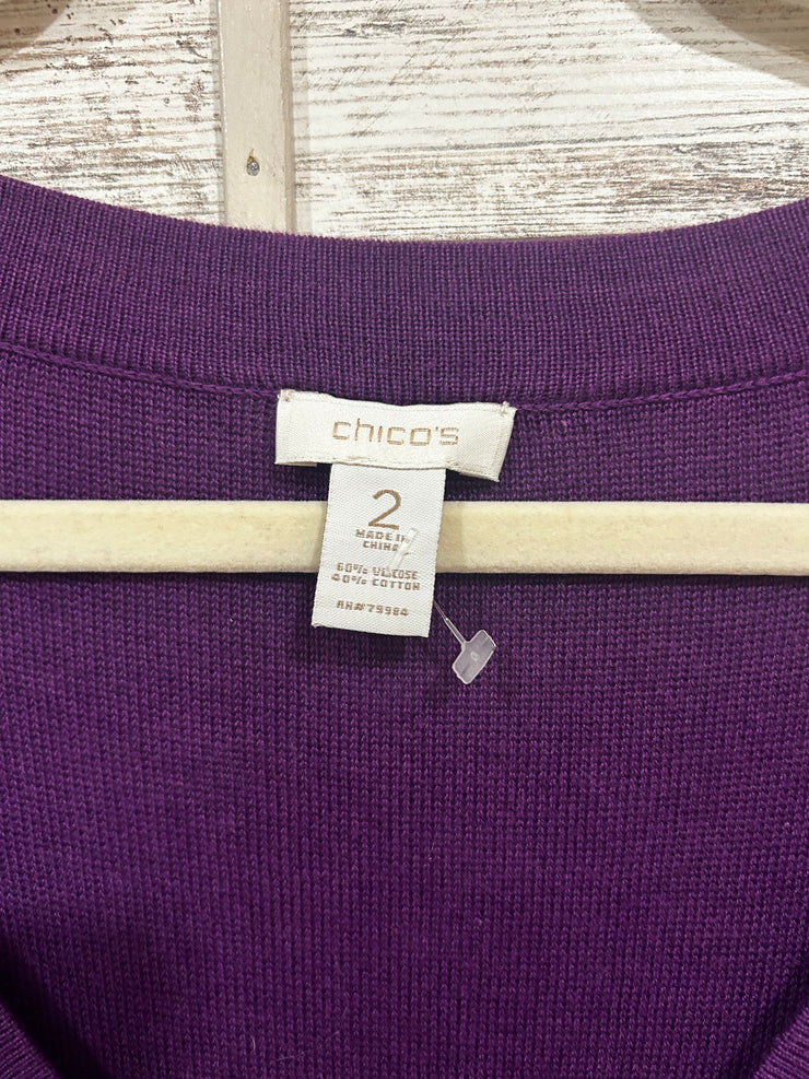 PURPLE V NECK SWEATER $109