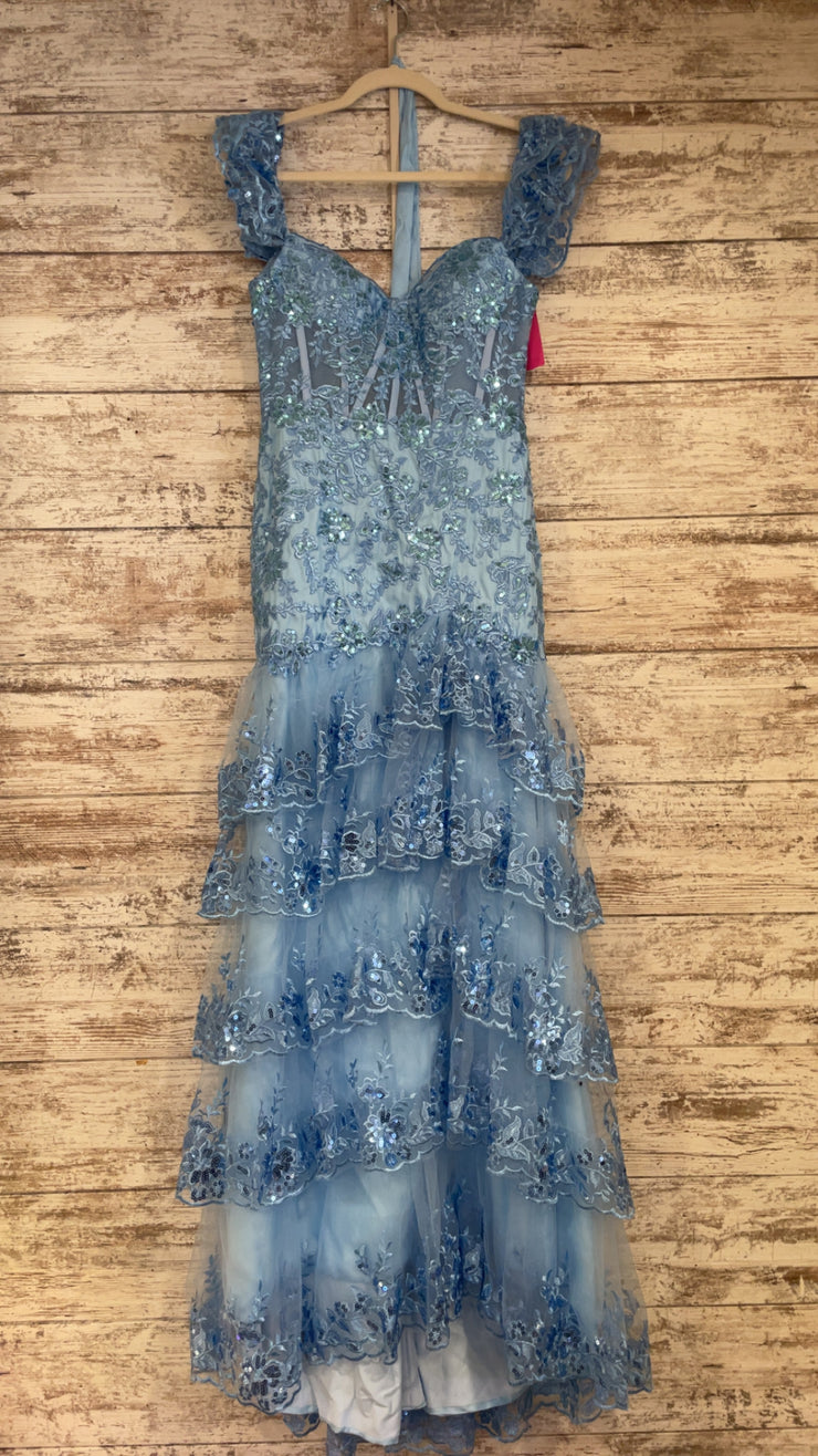 BLUE/FLORAL TIERED GOWN (NEW)