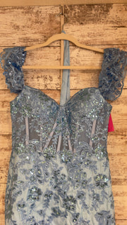 BLUE/FLORAL TIERED GOWN (NEW)