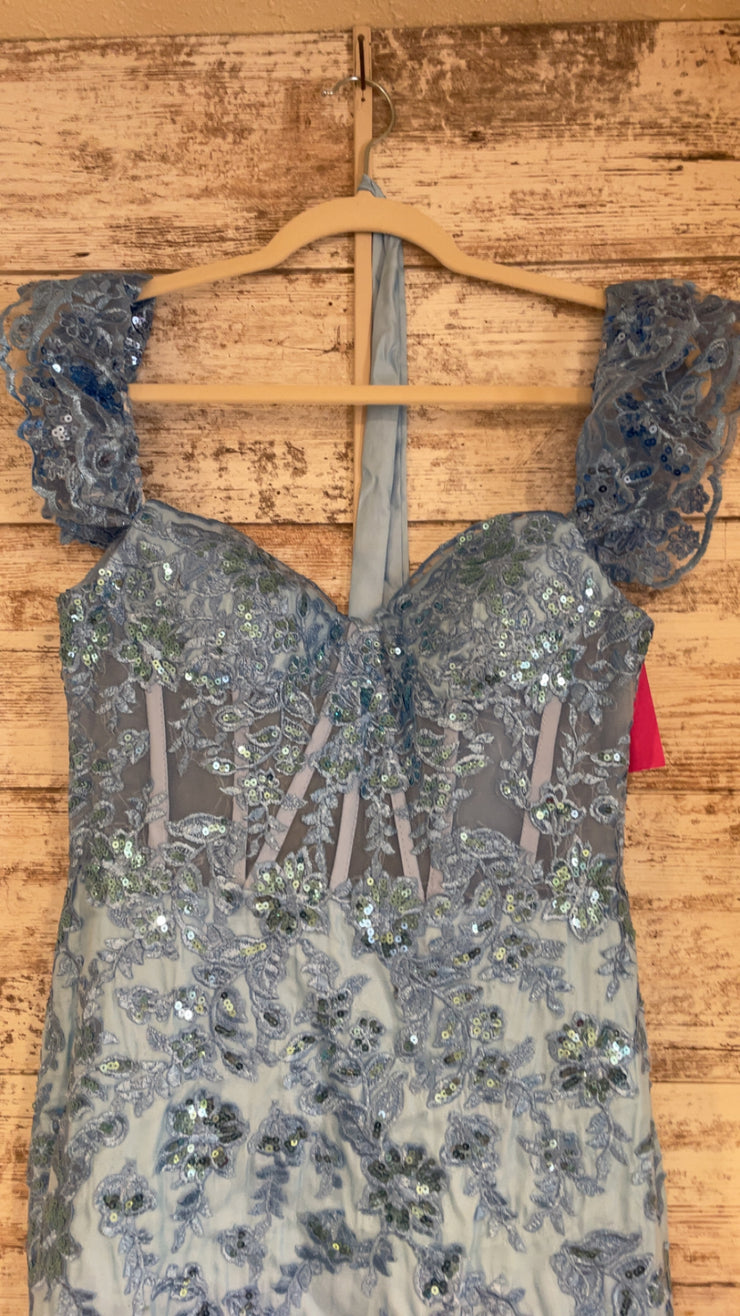 BLUE/FLORAL TIERED GOWN (NEW)