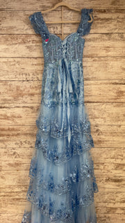 BLUE/FLORAL TIERED GOWN (NEW)