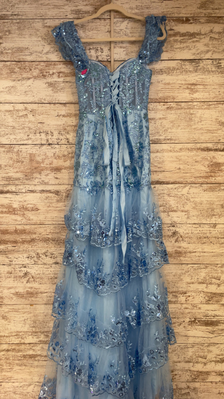 BLUE/FLORAL TIERED GOWN (NEW)