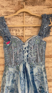 BLUE/FLORAL TIERED GOWN (NEW)