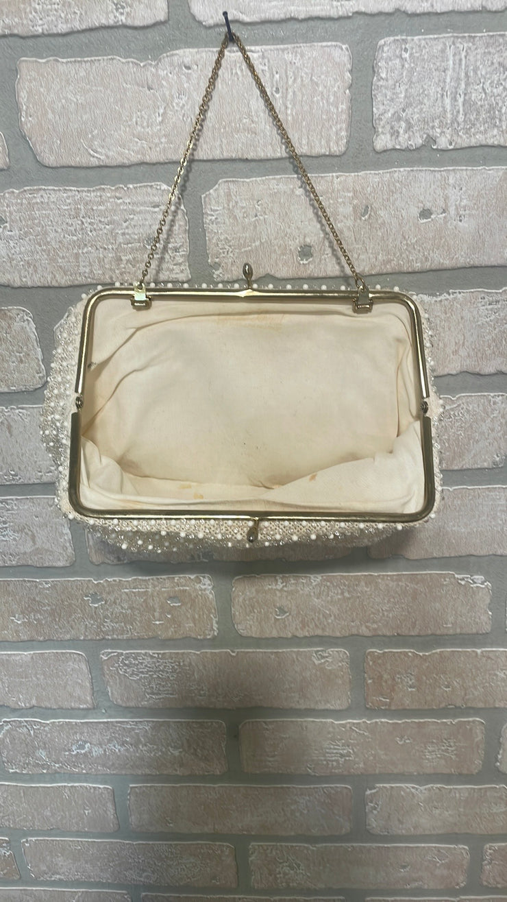 IVORY/PEARL BEADED PURSE