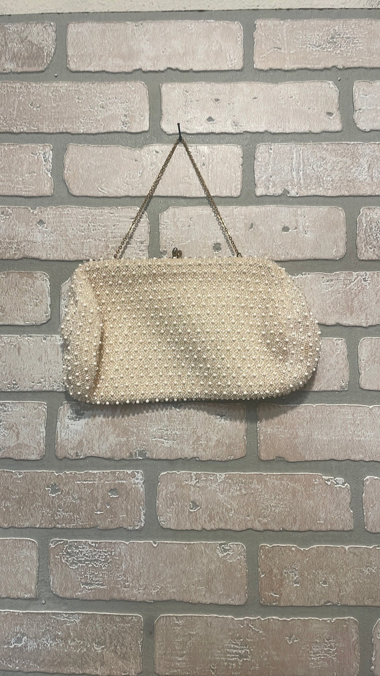 IVORY/PEARL BEADED PURSE